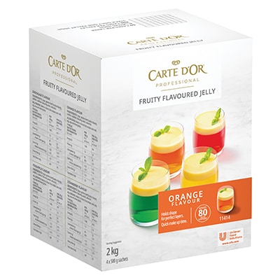 CARTE D'OR Orange Jelly - 2 Kg - Carte D’Or Jelly is quick to make, comes in a variety of colourful fruity flavours and sets every time.*
*Follow on pack recipe